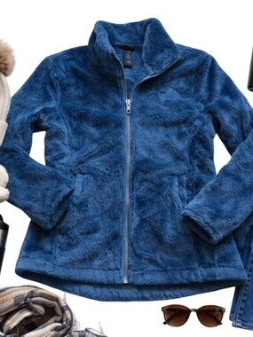The North Face Osito Fleece Jacket Blue Full Zip Soft Plush Womens S in EUC